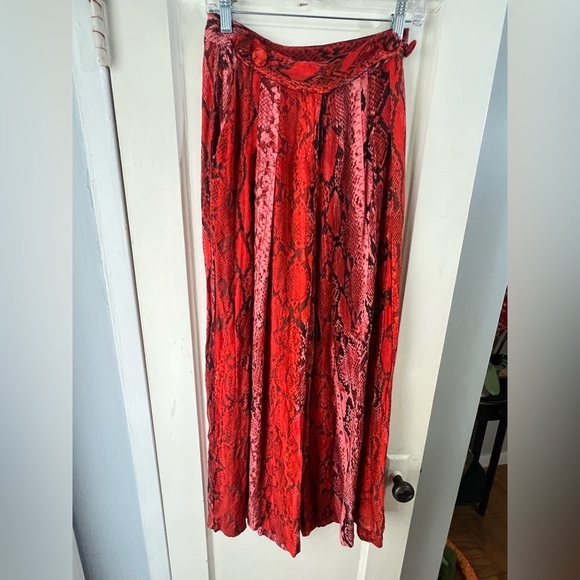 Just Cavalli Red Python Print Palazzo Pants IT 40 or US 8 - Picture 5 of 11